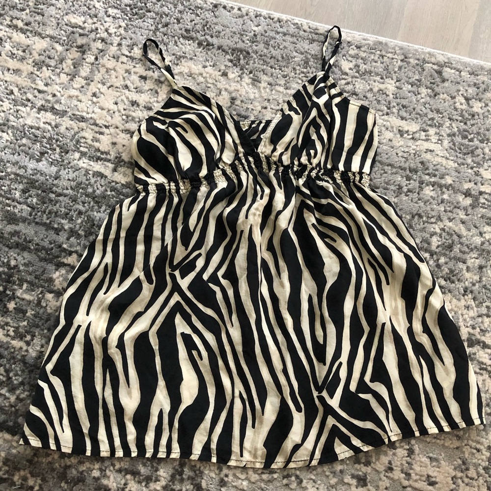 Zebra Pattern Sleeveless Silk  Top
